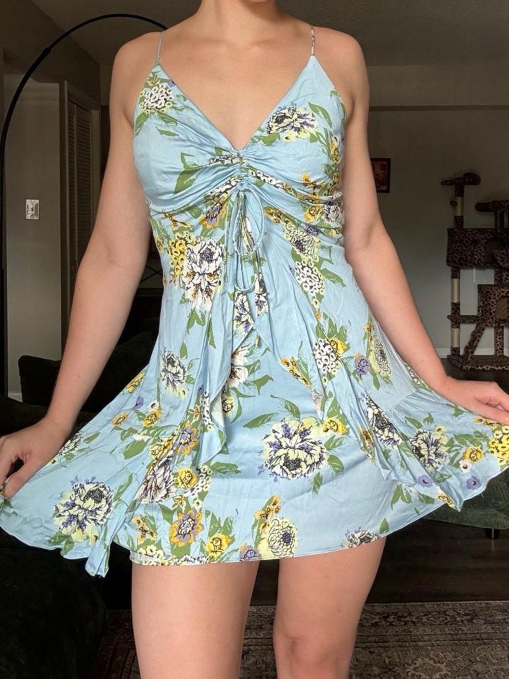 Free People Happy Heart Blue Floral Sundress